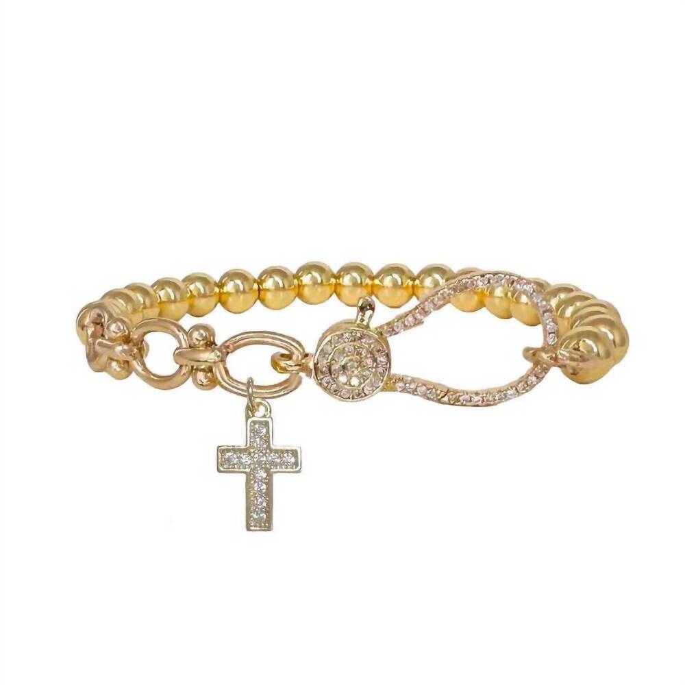 NEW LOVE, LISA women's larissa cross stretch bracelet in gold